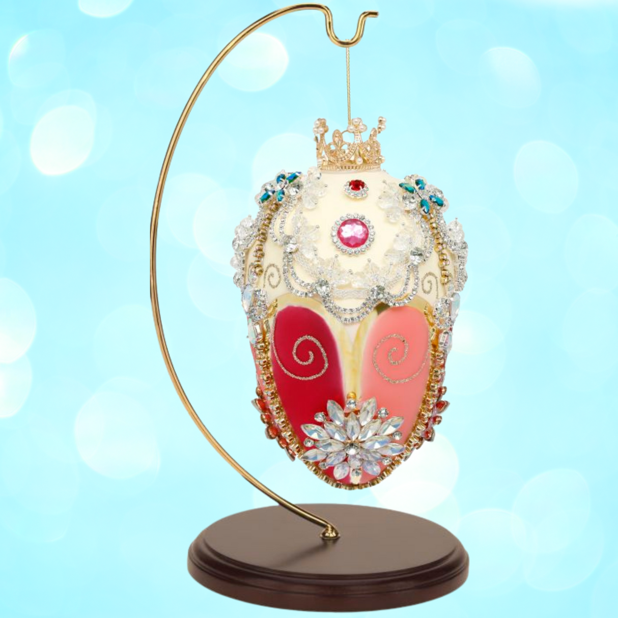 Faberge Jewel Egg Ornament, Ivory Rose