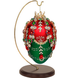 Faberge Jewel Egg Ornament, Green Red