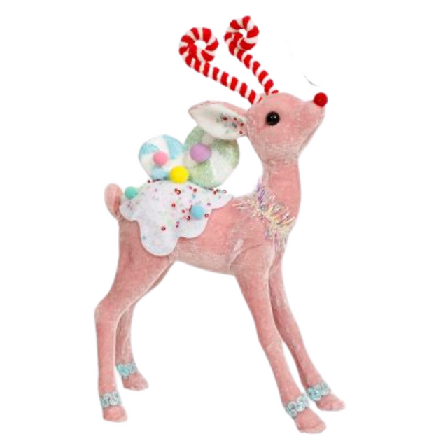 Christmas Candied Pink Pastel Deer, 12 inches