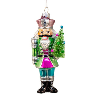 Glass Nutcracker With Sisal Tree Ornament K334-J9279