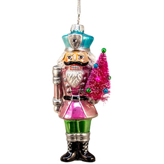 Glass Nutcracker With Sisal Tree Ornament K334-J9279