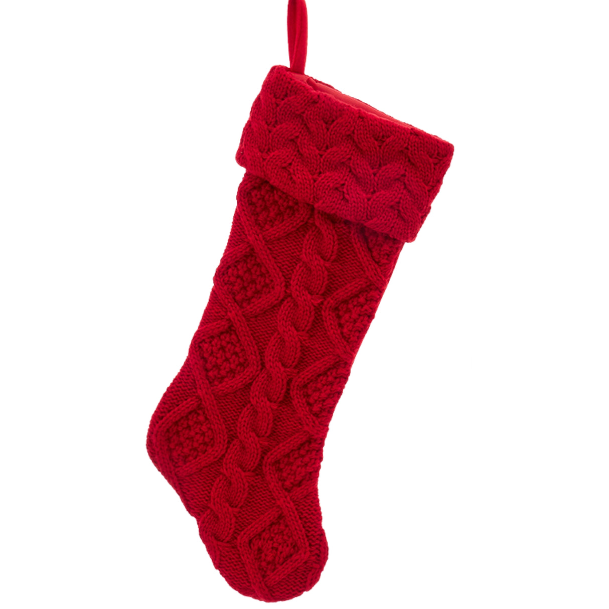 21.5" Red or Ivory Cable Knit Stocking SG0294