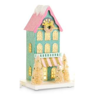 Pre-Order Lighted Pink Green Tall Paper House 4619129