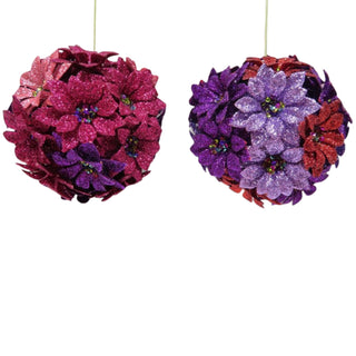 Pre-Order December Diamonds Pink Purple Flower Ball Ornament Set 79-79406