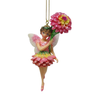 Pre-Order December Diamonds Winter Fairy w Pink Zinnia Ornament 79-79409