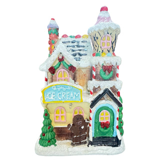 Lighted Resin Holiday Candy Bakery Ice Cream Gingerbread Village House 2692380