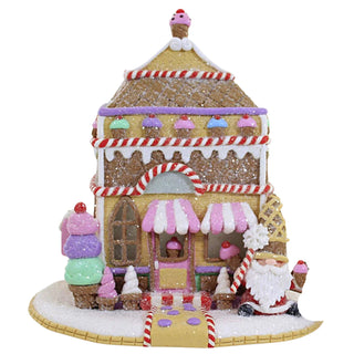 Lighted Gingerbread Gnome Village Sugar Plum Santa Ice Cream Shop GBJ0028-Jolly Jingles
