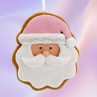 Pink Frosted Embellished Santa Face Cookie Ornament T2876 Sweet Shoppe