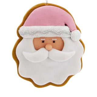 Pink Frosted Embellished Santa Face Cookie Ornament T2876 Sweet Shoppe