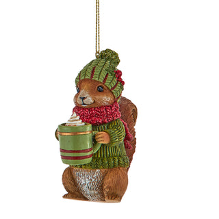 Forest Animals Wearing Knit Hat & Scarf Ornament Fox Raccoon Squirrel E1067
