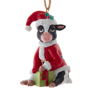 Kurt Adler Christmas Farm Santa Pig or Cow Ornament A2413