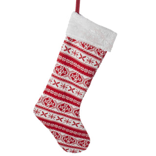 22" Red Fair Isle or Gray Red Reindeer Christmas Stocking D1904
