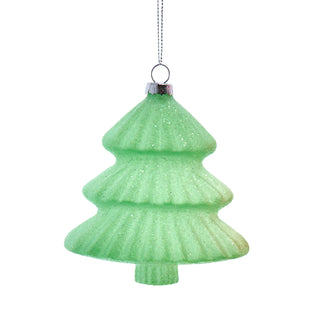 Luminosity Glow In The Dark Glass Glittered Tree Ornament D4661