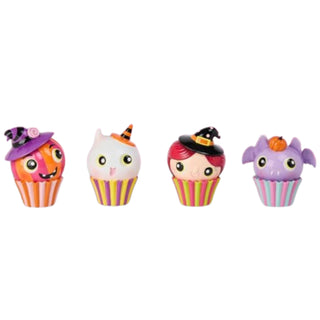 Set of 4 Halloween Cupcakes Bat Pumpkin Cat Girl