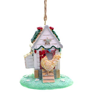 Christmas Chicken Coop Ornament Set Farm Life