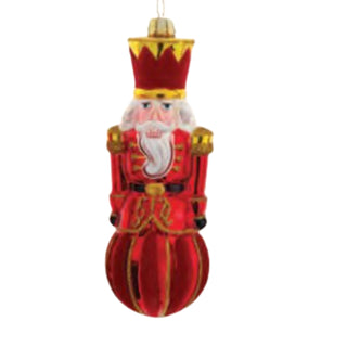 Glass Red & Gold Santa, Snowman Nutcracker Ornament C6434
