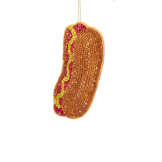 Bedazzled Retro Disco Food Ornaments Hot Dog Hamburger Pizza Popcorn Fries