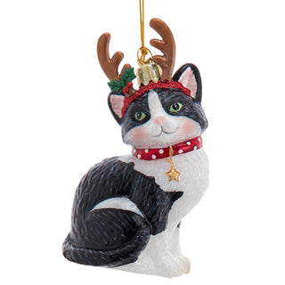 Noble Gems™ Christmas Glass Cat With Antlers Ornament NB1848