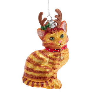 Noble Gems™ Christmas Glass Cat With Antlers Ornament NB1848