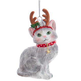 Noble Gems™ Christmas Glass Cat With Antlers Ornament NB1848