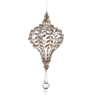Large Jeweled Drop Ornament with Champagne Glitter 4313510