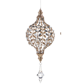 Large Jeweled Drop Ornament with Champagne Glitter 4313510