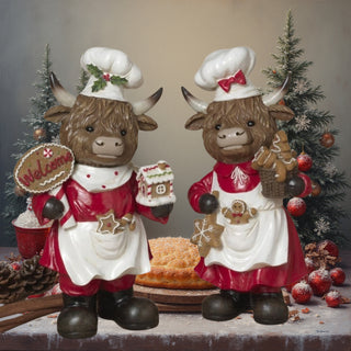 12.6" Resin Holiday Highland Cow Gingerbread Chef Set 2795350
