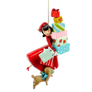 Retro Shopping Girl Ornament