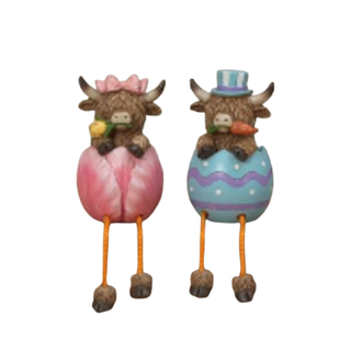 4.53"H Resin Easter Egg Highland Cow Shelf Sitter 2764330
