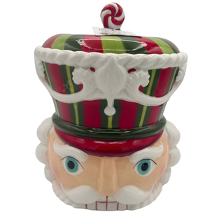 December Diamonds Red / Green Nutcracker Cookie Jar 29-29437