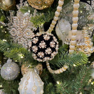 Pearl Clustered Black Ball Ornament 4624626
