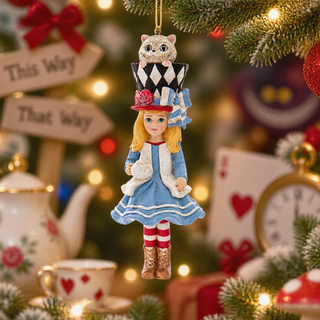 Alice In Wonderland Alice & Cheshire in hat Ornament HA0752