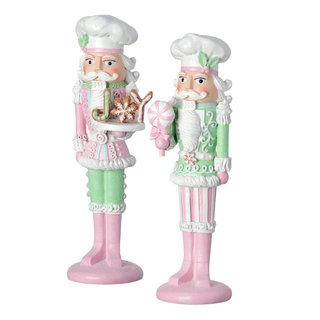Pastel Nutcracker Soldier with Candy and Cookie Figure Set of 2