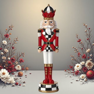Black, White Checkered Nutcracker on Base MTX73310
