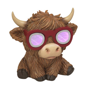 Pre-Order Spring 2026 Solar Lighted Resin Highland Cow w/ Infinity Glasses