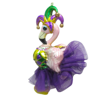December Diamonds Mardi Gras Flamingo Glass Ornament 79-79086