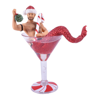 December Diamonds Mistletoe Santa Martini Merman Christmas Ornament 55-55140