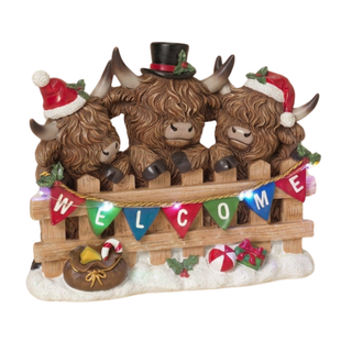 Pre-Order Christmas Highland Cow Welcome Farm Fence Tabletop 2852030