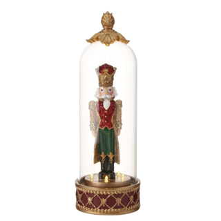 Red & Green Nutcracker Cloche MTX73352 LED BTRY Timer
