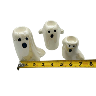 Halloween Iridescent Tapered Ghost Candle Holder Set TH01681