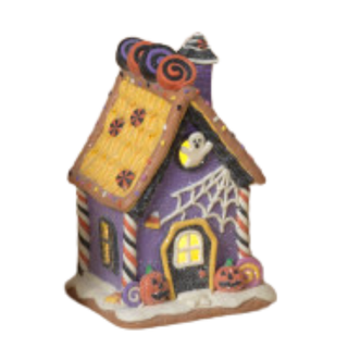 Battery Operated Lighted Clay Dough Halloween Gingerbread House