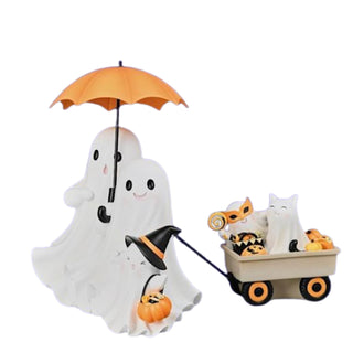 Pre-Order Ghost Couple Pulling Cart with Cat & Candy