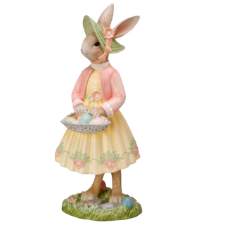 French Country Easter Dapper Boy or Girl Bunny with Egg MT25800