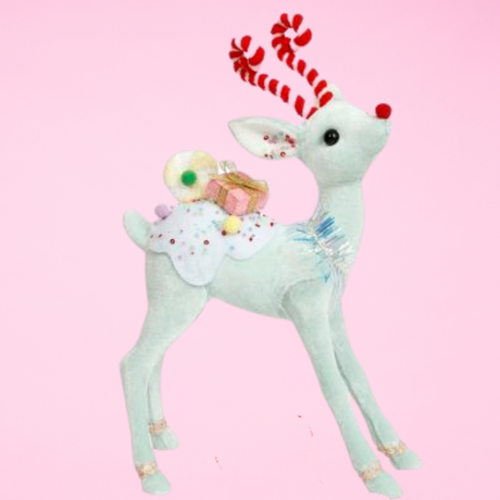 Christmas Candied Blue Pastel Deer, 12 inches