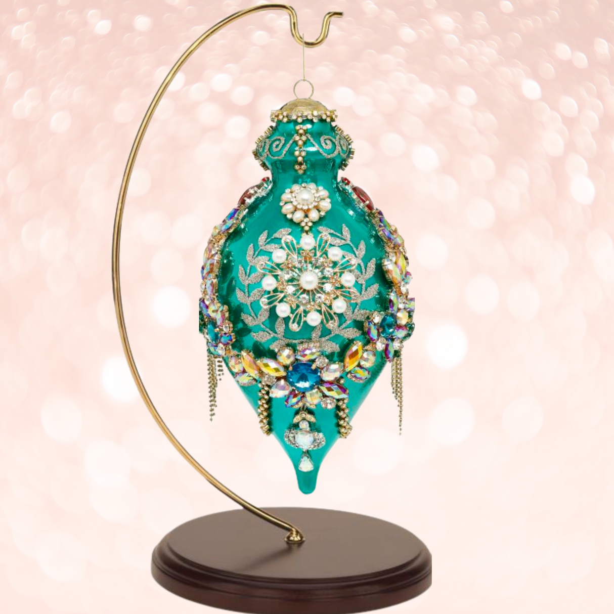 King's Jewel Fancy Finial Ornament Teal