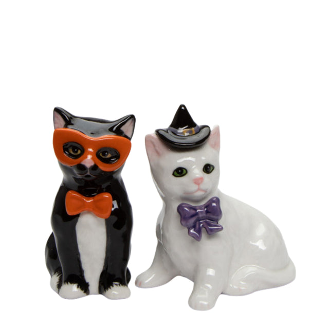 Halloween Black & White Cat Salt And Pepper