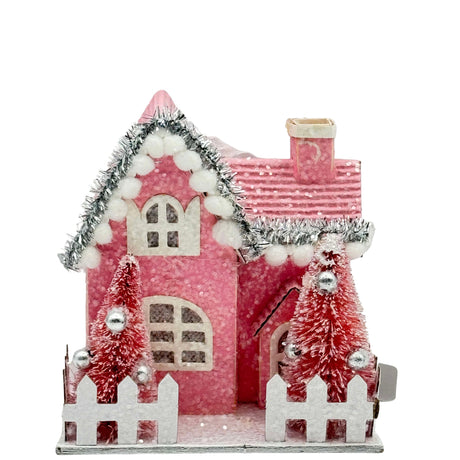 Raz Imports Pink Village Cape Cod House Ornament 3.5" #2