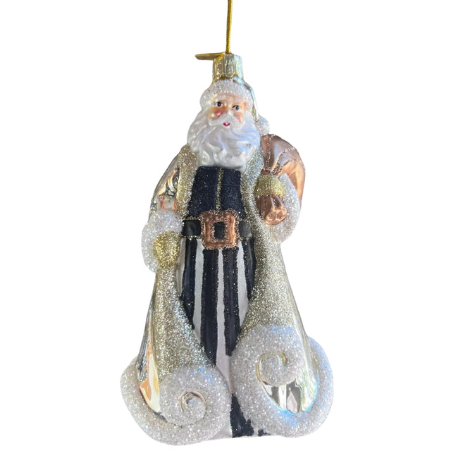 Noble Gems Gold Black Elegant Santa Ornament Glitter GIft Sack