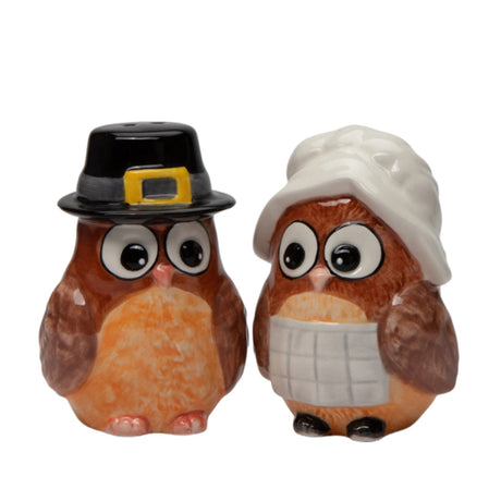 Thanksgiving Pilgrim Owl Salt And Pepper Set