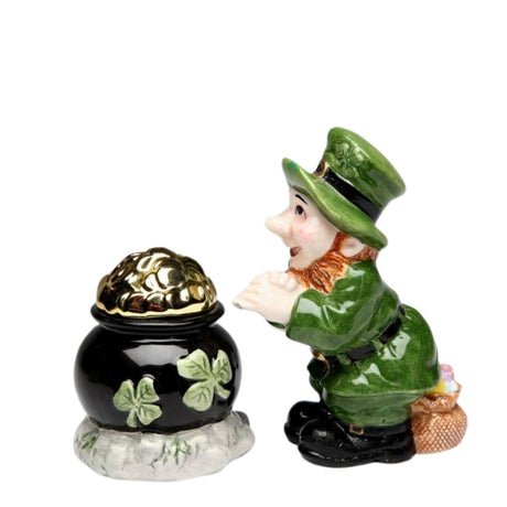 Leprechaun With Pot Of Gold Salt and Pepper Shaker Set